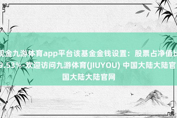 现金九游体育app平台该基金金钱设置：股票占净值比99.53%-欢迎访问九游体育(JIUYOU) 中国大陆大陆官网
